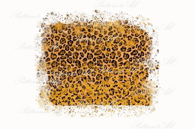 Glitter Leopard Patches, Splash Sublimation Design,Distressed Leopard Print Sublimation Patches PNG,Leopard and Gold glitter splash frame Sublimation ArtStudio 