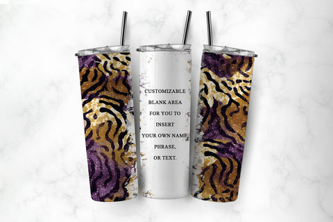 Glitter Leopard Print Tumbler Wrap - 20oz Skinny Tumbler PNG Sublimation BijouBay 