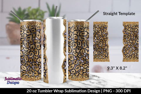 Glitter Leopard Purple Marble 20oz Skinny Tumbler Wrap Sublimation Design Sublimation Sublimatiz Designs 