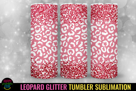 Glitter Leopard Tumbler Sublimation I 20 Oz Tumbler PNG Sublimation Happy Printables Club 