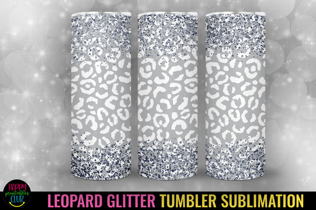 Glitter Leopard Tumbler Sublimation I 20 Oz Tumbler PNG Sublimation Happy Printables Club 