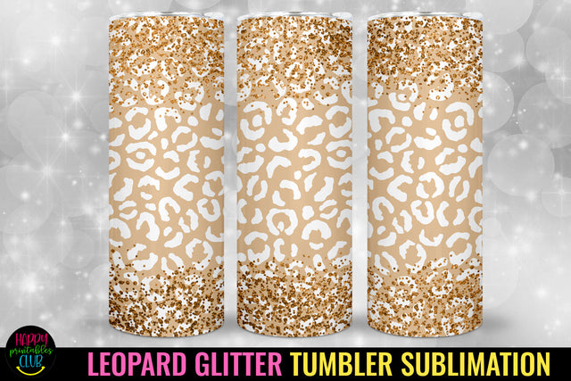 Glitter Leopard Tumbler Sublimation I 20 Oz Tumbler PNG Sublimation Happy Printables Club 