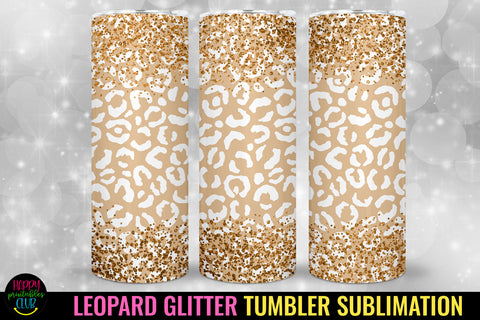 Glitter Leopard Tumbler Sublimation I 20 Oz Tumbler PNG Sublimation Happy Printables Club 