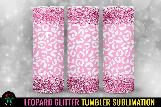 Glitter Leopard Tumbler Sublimation I 20 Oz Tumbler PNG Sublimation Happy Printables Club 