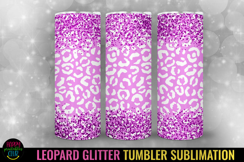 Glitter Leopard Tumbler Sublimation I 20 Oz Tumbler PNG Sublimation Happy Printables Club 