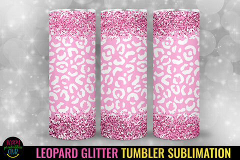 Glitter Leopard Tumbler Sublimation I 20 Oz Tumbler PNG Sublimation Happy Printables Club 