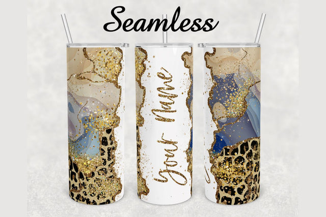 Glitter Marble Cheetah Print Tumbler sublimation design 20 oz skinny tumbler wrap Sublimation BambinaCreations 