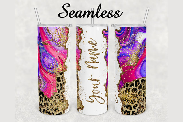 Glitter Marble Cheetah Print Tumbler sublimation design 20 oz skinny tumbler wrap Sublimation BambinaCreations 