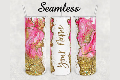 Glitter Marble Pink Alcohol Ink Tumbler sublimation design 20 oz skinny tumbler wrap Sublimation BambinaCreations 