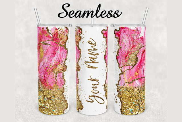 Glitter Marble Pink Alcohol Ink Tumbler sublimation design 20 oz skinny tumbler wrap Sublimation BambinaCreations 