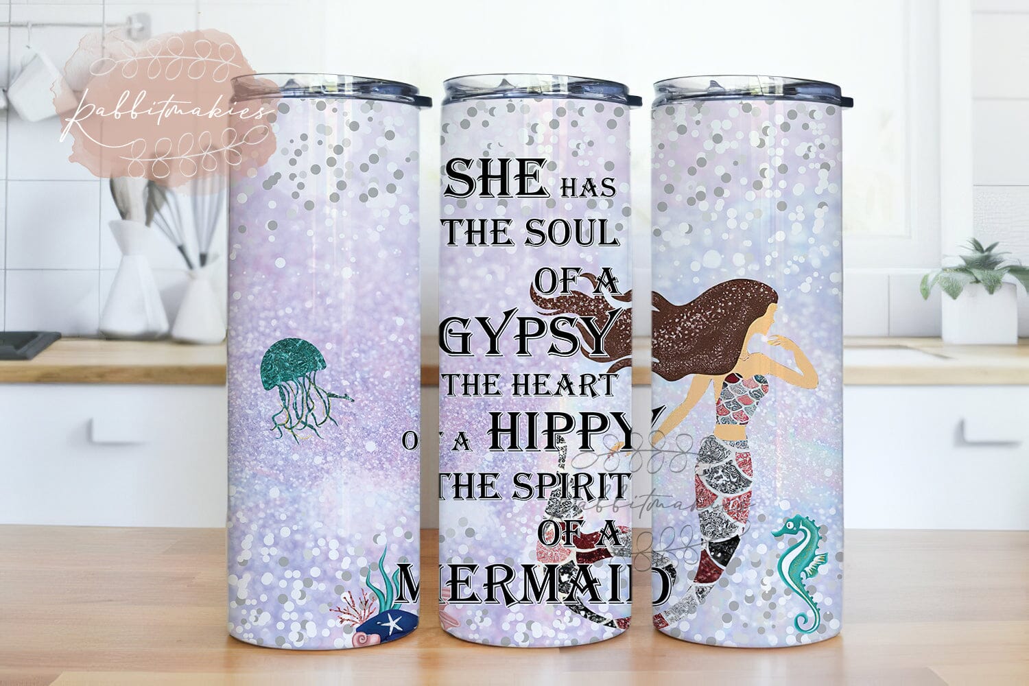 20 Oz Mermaid Tumbler Template, Sublimation Designs, Ocean Life