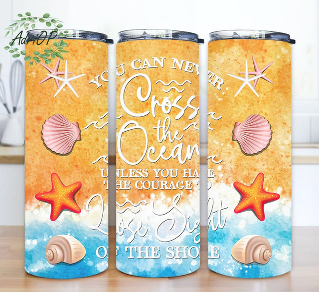 Glitter Ocean With Saying 20oz Skinny Tumbler Png, Blue Glitter, Beach, Tropical, Ocean, Sand Glitter, Summer Beach Tumbler Wrap, Digital Download Sublimation AdriOP 