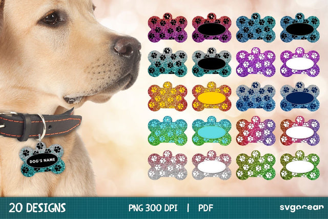 Glitter Pet ID Tag Sublimation Bundle | Cat ID Tag Sublimation SvgOcean 