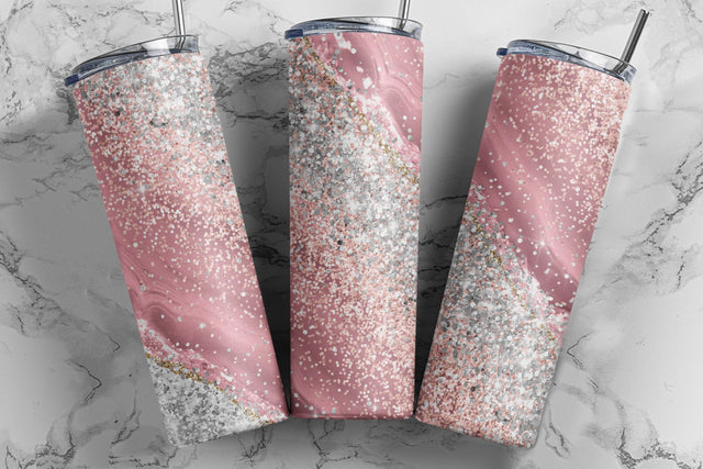 Glitter Pink Agate Seamless Tumbler Sublimation Design - Seamless Skinny Tumbler Straight & Tapered 20oz 30oz Design - PNG Sublimation TumblersByPhill 