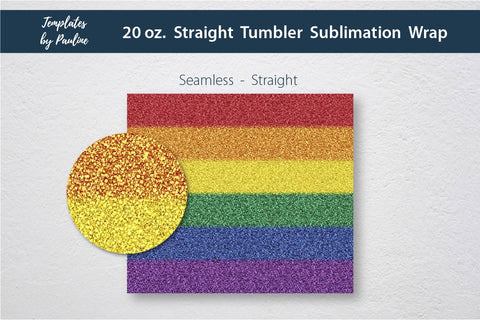 Glitter Rainbow Seamless Skinny Tumbler Sublimation Wrap PNG Sublimation Templates by Pauline 