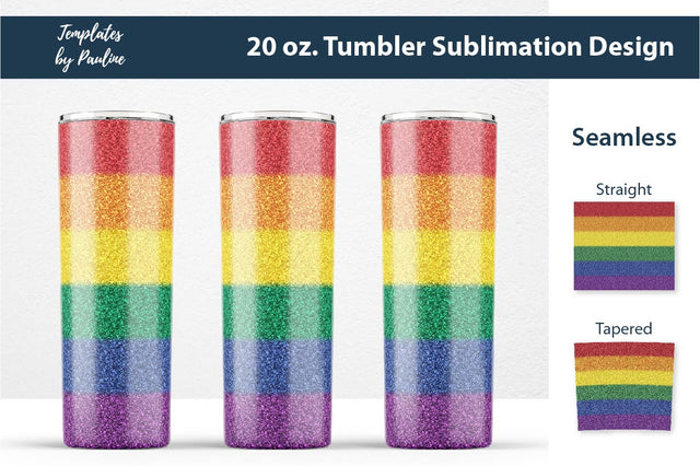Glitter Rainbow Seamless Skinny Tumbler Sublimation Wrap PNG Sublimation Templates by Pauline 