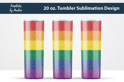Glitter Rainbow Seamless Skinny Tumbler Sublimation Wrap PNG Sublimation Templates by Pauline 