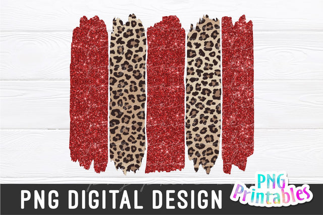 Glitter Red and Leopard PNG Background Sublimation Svg Cuttables 