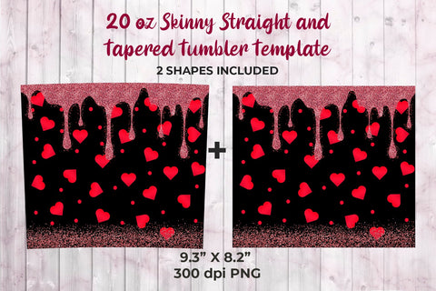 Glitter Red Hearts Be My Valentine 20 oz Skinny Tumbler Wrap Sublimation Design Sublimation Sublimatiz Designs 