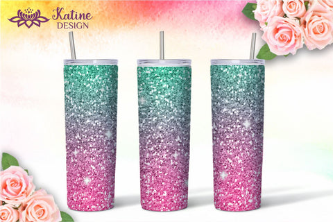 Glitter Tumbler Gradient Wrap Design Sublimation Bundle for 20 Oz Skinny Tumbler Straight and Tapered PNG SVG KatineDesign 