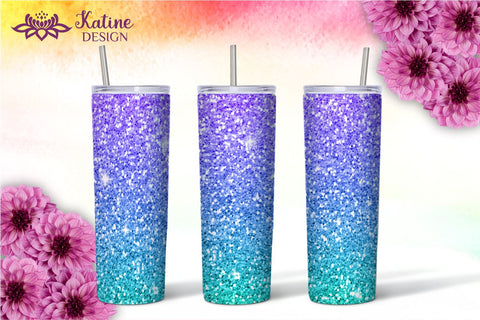 Glitter Tumbler Gradient Wrap Design Sublimation Bundle for 20 Oz Skinny Tumbler Straight and Tapered PNG SVG KatineDesign 