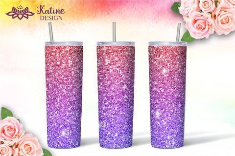 Glitter Tumbler Gradient Wrap Design Sublimation Bundle for 20 Oz Skinny Tumbler Straight and Tapered PNG SVG KatineDesign 
