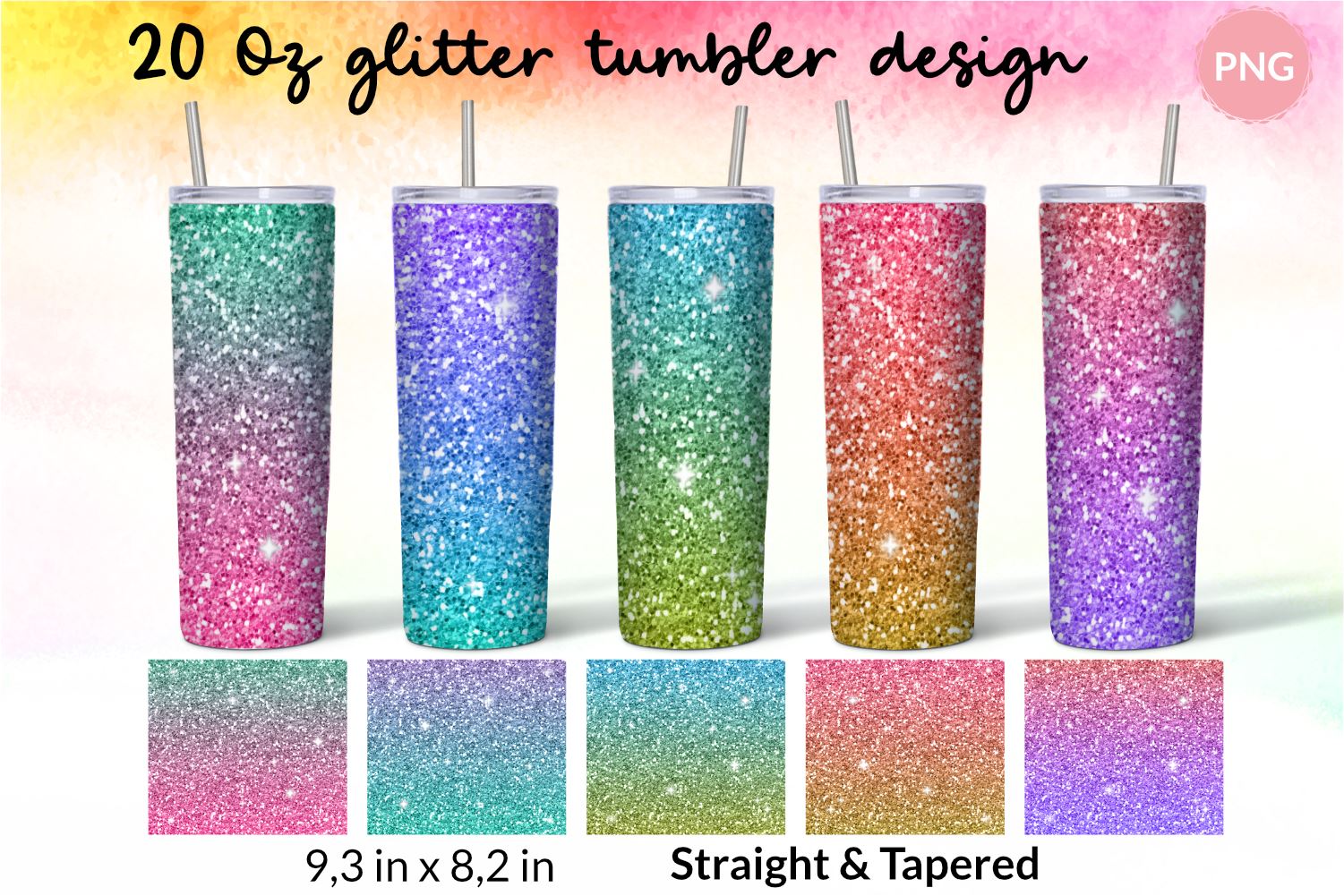 30oz Modern Curve Glitter PNG Sublimation Tumbler Wraps - So Fontsy