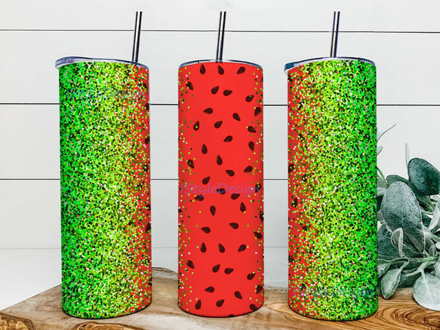 Glitter Watermelon 20oz Skinny Tumbler Sublimation Designs, Watermelon tumbler design, Summer Tumbler PNG Sublimation BouDesign 