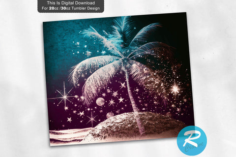 Glitter with Palm Tree 20 oz / 30 oz Tumbler PNG Sublimation Regulrcrative 