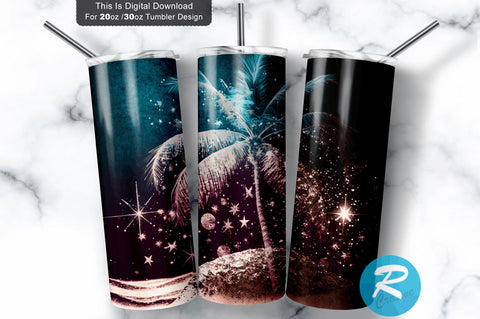 Glitter with Palm Tree 20 oz / 30 oz Tumbler PNG Sublimation Regulrcrative 