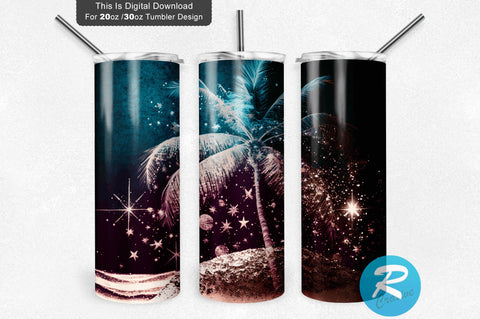 Glitter with Palm Tree 20 oz / 30 oz Tumbler PNG Sublimation Regulrcrative 
