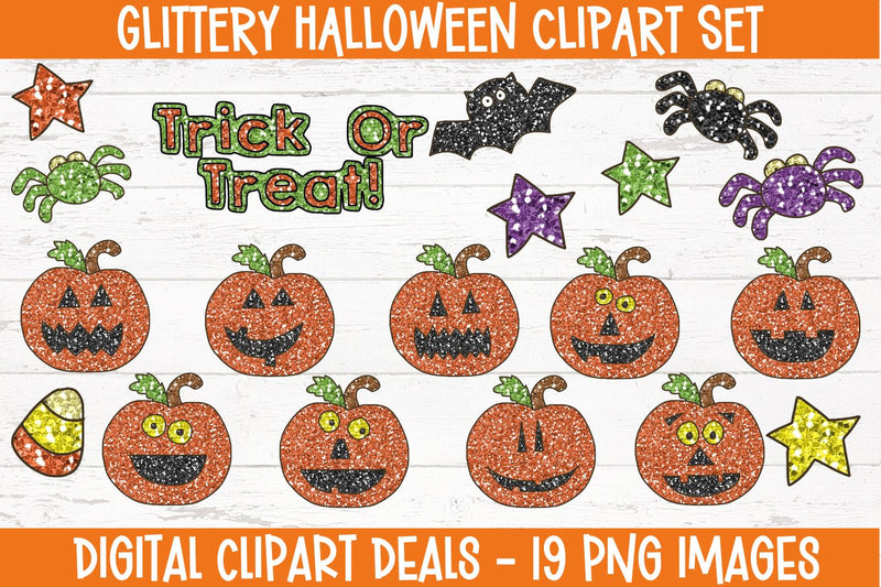 Glittery Halloween Clipart Sublimation Digital Clipart Deals 