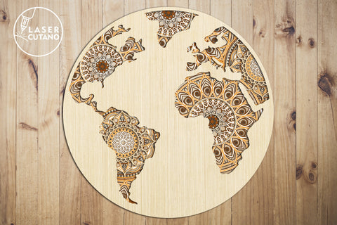 GLOBE Multilayer Laser Cut File for Laser Cut Wood, Cricut, CNC Machines. Mandala. Round Sign SVG SVG LaserCutano 