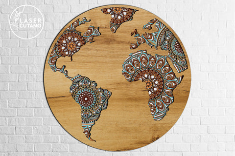 GLOBE Multilayer Laser Cut File for Laser Cut Wood, Cricut, CNC Machines. Mandala. Round Sign SVG SVG LaserCutano 