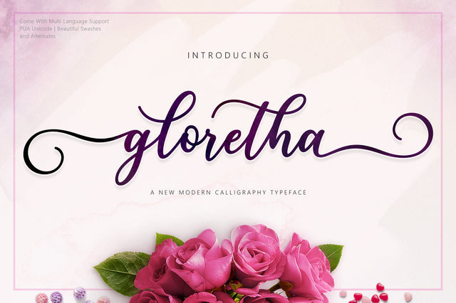 Gloretha Script Font Jamaluddin 