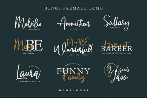 Gloryouss | Bonus Premade Logo Font Good Java 