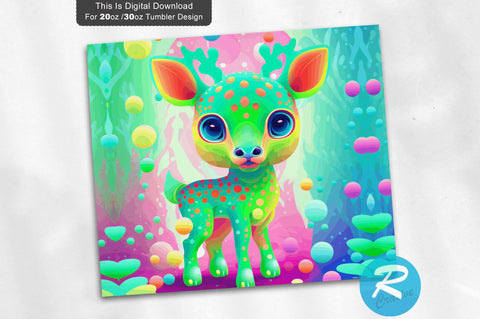 Glow Baby Deer Colorful Kids 20 oz / 30 oz Tumbler PNG Sublimation Regulrcrative 