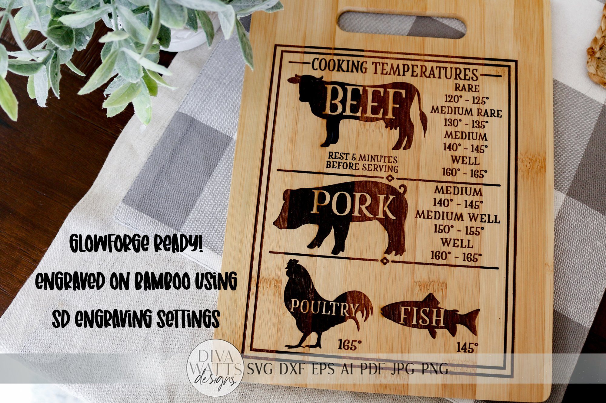 Cutting board SVG for Cricut Glowforge Kitchen svg dxf png