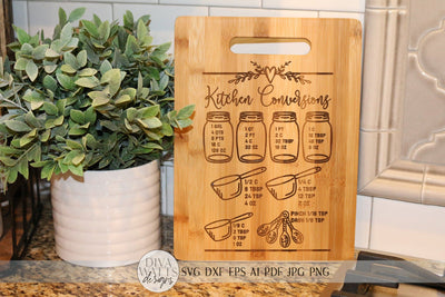 Glowforge Kitchen Conversions Chart | Kitchen SVG | dxf and more SVG Diva Watts Designs 