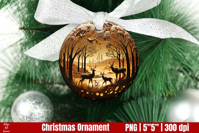 Glowing 3D Christmas Ornaments PNG Sublimation Helga Art 