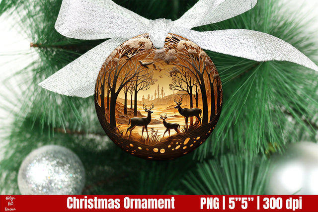 Glowing 3D Christmas Ornaments PNG Sublimation Helga Art 