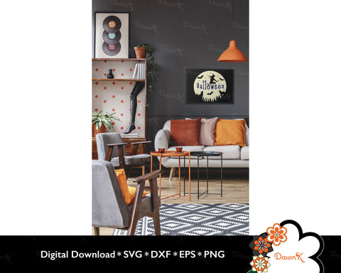 Glowing Full Moon Magical Halloween | Witch, Bats, Black Cat, Howling Wolf, and Stars SVG SVG DawnKDesigns 