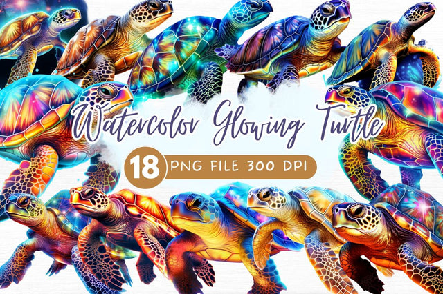 Glowing Turtle Sublimation Clipart Sublimation Regulrcrative 