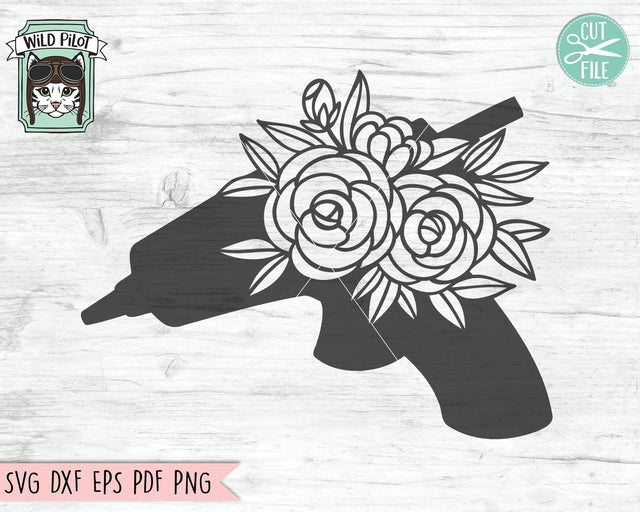 Glue Gun SVG File, Glue Gun Cut File, Glue Gun Floral SVG, Glue Gun With Flowers SVG Cut File, Craft SVG, Crafting SVG, Crafter SVG, Craft Room SVG File, Maker SVG SVG Wild Pilot 