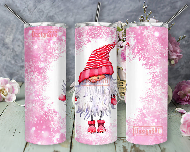 Gnome 20oz Skinny Tumbler, Gnome Snowflakes Full Tumbler Wrap, Holiday Tumbler Png, Winter Gnome Design Png, Gnome Sublimation Design, Instant Download Sublimation DesignSVG 