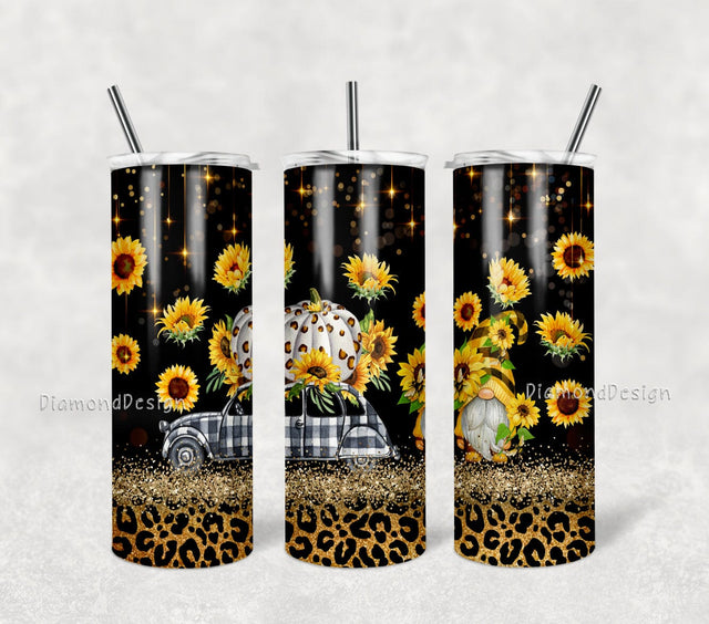 Gnome and Autumn Setting 20 Oz skinny Tumbler wrap Png, Sublimation Design - Tumbler PNG - Digital Template - 20oz Wrap Sublimation DiamondDesign 