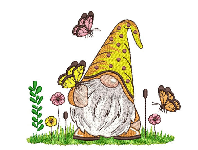 Gnome and Butterflies Embroidery Design, 3 sizes Embroidery/Applique DESIGNS Nino Nadaraia 