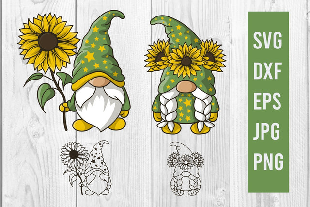 Gnome and Sunflower Clipart SVG dadan_pm 