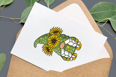 Gnome and Sunflower Clipart SVG dadan_pm 