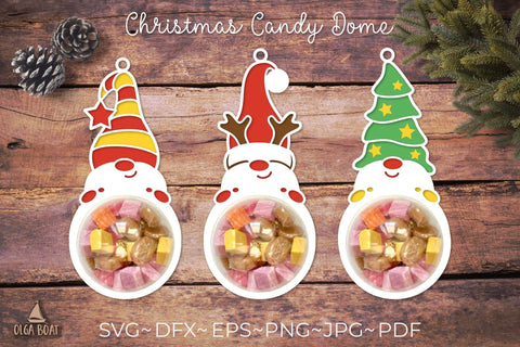 Gnome candy dom holder | Christmas candy dome ornaments 3D Paper Olga Boat Design 